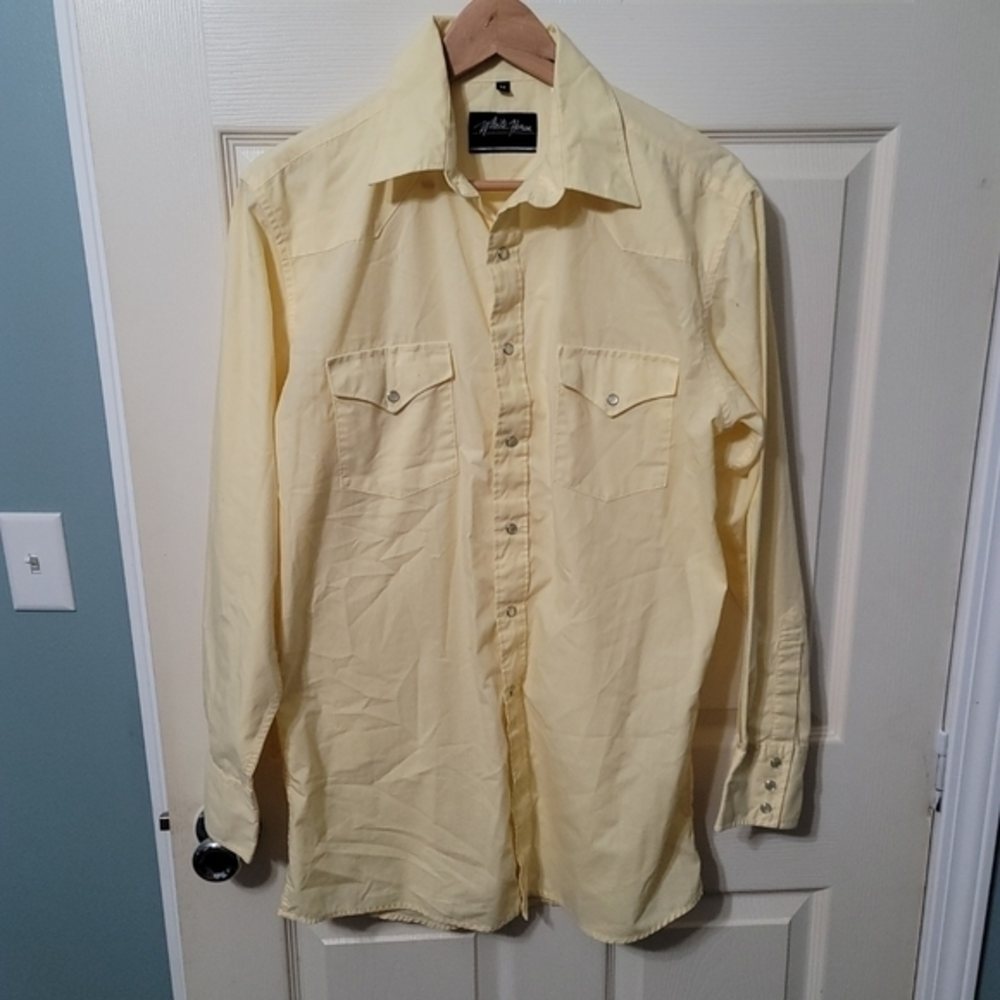 White Horse Lt. Yellow Pearl Snap Lightweight LS Button-down Men's‎ M Excellent
